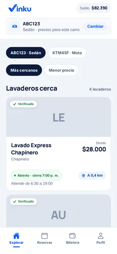 Los lavaderos cercanos en Vinku, con el precio ya calculado para tu vehículo.