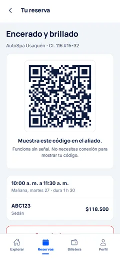 El código QR de una reserva en Vinku, que funciona sin conexión.